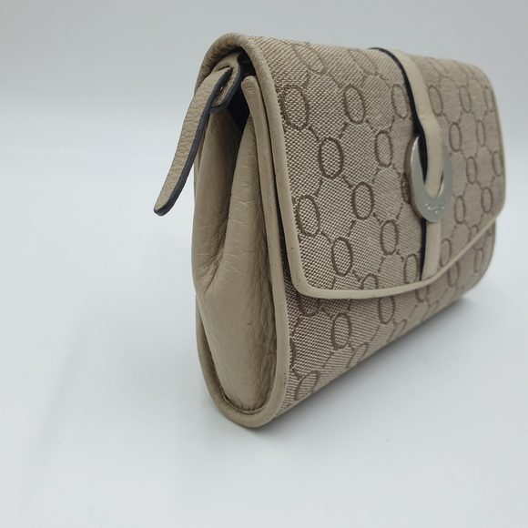 Oroton Cream/Beige Canvas Leather Cosmetic Bag Make Up Case - Picture 4 of 16